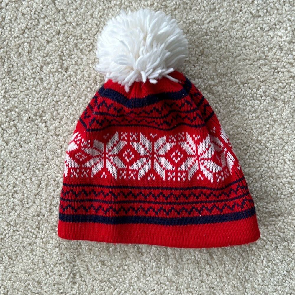 Vintage Red, Navy and White Winter Hat